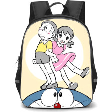 Doraemon School Backpack StudentPack - Nobita Shizuka Blushing Yellow Background