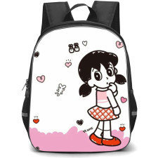 Doraemon Shizuka School Backpack StudentPack - Shizuka Back Portrait Hearts Background