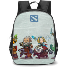 Dota 2 Collage Backpack StudentPack - Lets Race with Four Chibi Characters
