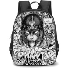 Dota 2 Phantom Assasin Backpack StudentPack - Phantom Assasin Wear Metal Mask Sketch Art