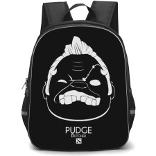 Dota 2 Pudge Backpack StudentPack - Pudge Butcher White Sketch on Black Background