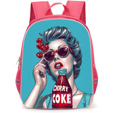 Cherry Coke Backpack School Bag StudentPack - Cherry Coke 1950s Pin-Up Girls Illustration Art Poster