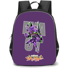 Neon Genesis Evangelion Unit 01 Backpack StudentPack - Evangelion Unit 01 Cartoon Art On Purple Background