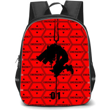 Neon Genesis Evangelion Unit 01 Backpack StudentPack - Evangelion Unit 01 Silhouette On Emergency Warning Background