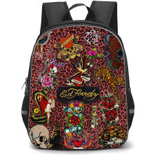 Ed Hardy Backpack School Bag StudentPack - Ed Hardy Leopard Tattoo Sticker Collage Poster