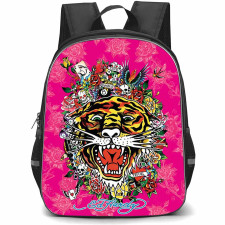 Ed Hardy Backpack School Bag StudentPack - Ed Hardy Pink Floral Tiger Art Poster