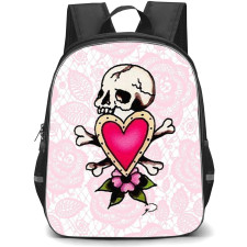 Ed Hardy Backpack School Bag StudentPack - Ed Hardy Pink Heart Skull Tattoo Poster
