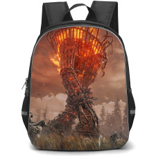 Elder Ring Shadow Of The Erdtree Backpack StudentPack - Big Fire Cage Boss Sky Background