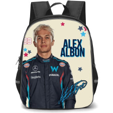 F1 Formula One Alexander Albon Backpack StudentPack - Liquid Metal Text Art