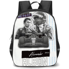 F1 Formula One Alexander Albon Backpack StudentPack - Vintage Grayscale Collage