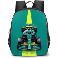 F1 Formula One Aston Martin Backpack StudentPack - Aston Martin AMR22 On Green Background Yellow Stripe