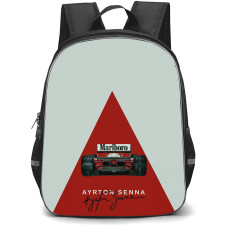 F1 Formula One Ayrton Senna Backpack StudentPack - Ayrton Senna McLaren On Marlboro Design Art