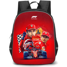 F1 Formula One Charles Leclerc Backpack StudentPack - Charles Leclerc F1 Season In Ferrari Poster Red Background