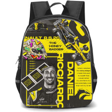 F1 Formula One Daniel Ricciardo Backpack StudentPack - Daniel Ricciardo The Honey Badger Yellow Graphic Art