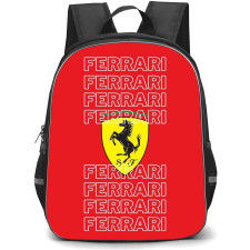 F1 Formula One Ferrari Backpack StudentPack - Ferrari Logo On Word Art Red Background