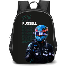 F1 Formula One George Russell Backpack StudentPack - George Russell 63 Portrait With Racing Suit Black Background