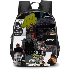 F1 Formula One Lewis Hamilton Backpack StudentPack - Black Outfit Collage Art