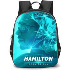 F1 Formula One Lewis Hamilton Backpack StudentPack - Lewis Hamilton Born to Run Cyan Background