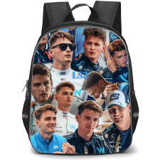 F1 Formula One Logan Sargeant Backpack StudentPack - Collage Blue Background
