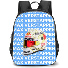 F1 Formula One Max Verstappen Backpack StudentPack - Max Verstappen Helmet On Name Word Art Blue Background