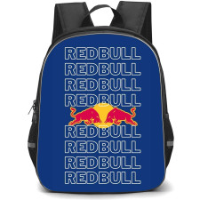 F1 Formula One Red Bull Backpack StudentPack - Red Bull Logo On Word Art Blue Background