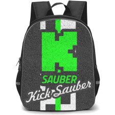 F1 Formula One Kick Sauber Backpack StudentPack - Kick Sauber Logo Branding Paint On Docks Black Rettificato Background