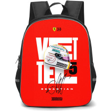 F1 Formula One Sebastian Vettel Backpack StudentPack - Sebastian Vettel Mission Winnow Helmet On Red Background