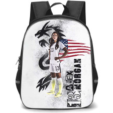 Alex Morgan Backpack StudentPack - Alex Morgan 13 United States Women's National Football Standing On USA Flag