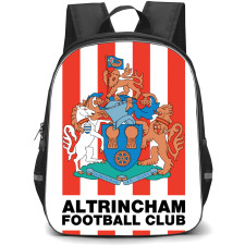 National League Aldershot Town Backpack School Bag StudentPack - Large Logo In Red And White Stripe Background