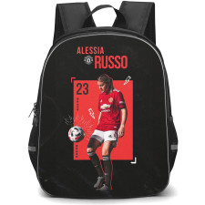 Alessia Russo Backpack StudentPack - Alessia Russo Manchester United 23 Dribbling Red Black Background