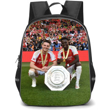 Arsenal F.C. Backpack StudentPack - Arsenal F.C. Declan Rice And Bukayo Saka Sitting With Community Shield 2023 Trophy