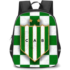 Club Atletico Banfield Backpack School Bag StudentPack - Club Atletico Banfield with Logo Check Pattern Green and White Effect