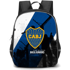 Club Atletico Boca Juniors Backpack School Bag StudentPack - Club Atletico Boca Juniors Logo with Blue Diagonal Stripe on Crowd Scene