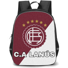 Club Atletico Lanus Backpack School Bag StudentPack - Club Atletico Lanus Logo with Red and White Diagonal Split Background