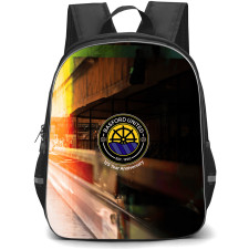 Basford United Football Club Backpack School Bag StudentPack - Basford United Football Club Stadium with Logo Sunset Light Effect