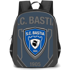 SC Bastia Backpack School Bag StudentPack - Logo Overlay In Gray Background Football Club
