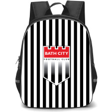 National League South Bath City Backpack School Bag StudentPack - Large Logo In Black And White Stripe Background