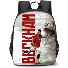 David Beckham Backpack StudentPack - David Beckham Shooting On Word Art Background