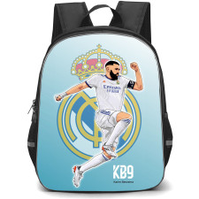 Karim Benzema Backpack StudentPack - Karim Benzema Real Madrid CF Jumping Vector Illustration KB9