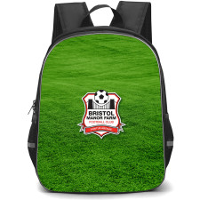 Bristol Manor Farm Football Club Backpack School Bag StudentPack - Bristol Manor Farm Football Club Logo With Green Grass