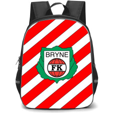 Bryne FK Backpack School Bag StudentPack - Logo In White And Red Stripe Background