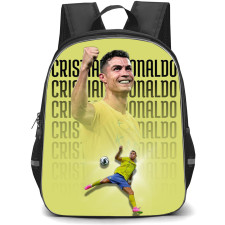 Cristiano Ronaldo Backpack StudentPack - Cristiano Ronaldo CR7 Smiling On Word Art Yellow Background