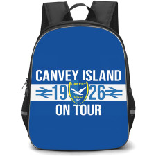 Canvey Island Football Club Backpack School Bag StudentPack - Canvey Island Football Club Logo with Horizontal Stripe Blue Effect