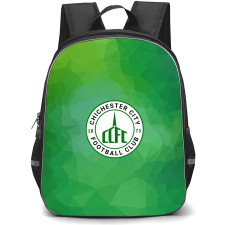 Chichester City Football Club Backpack School Bag StudentPack - Chichester City Football Club Logo with Polygonal Gradient Green Effect
