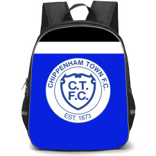National League South Chippenham Town Backpack School Bag StudentPack - Large Logo In Blue And White Black Background
