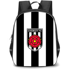 National League North Chorley Backpack School Bag StudentPack - Large Logo In Black And White Stripe Background