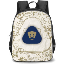 Club Universidad Nacional, A.C. Backpack School Bag StudentPack - Club Universidad Nacional, A.C. Logo with Sketch Style Art Pattern