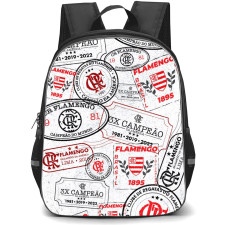 Clube de Regatas do Flamengo Backpack School Bag StudentPack - Clube de Regatas do Flamengo with Multi Stamp Background