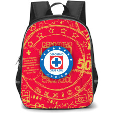 Club de Futbol Cruz Azul S.A. de C.V. Backpack School Bag StudentPack - Club de Futbol Cruz Azul S.A. de C.V. Logo with Center Sketch Art Red Effect