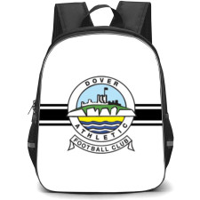 National League South Dover Athletic Backpack School Bag StudentPack - Large Logo In White And Black Stripe Background